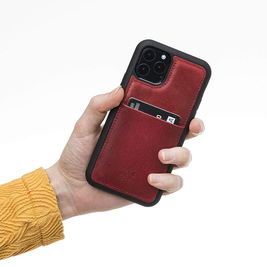 Luxury Red Leather iPhone 11 Pro Back Cover Case with Card Holder - Venito – 2