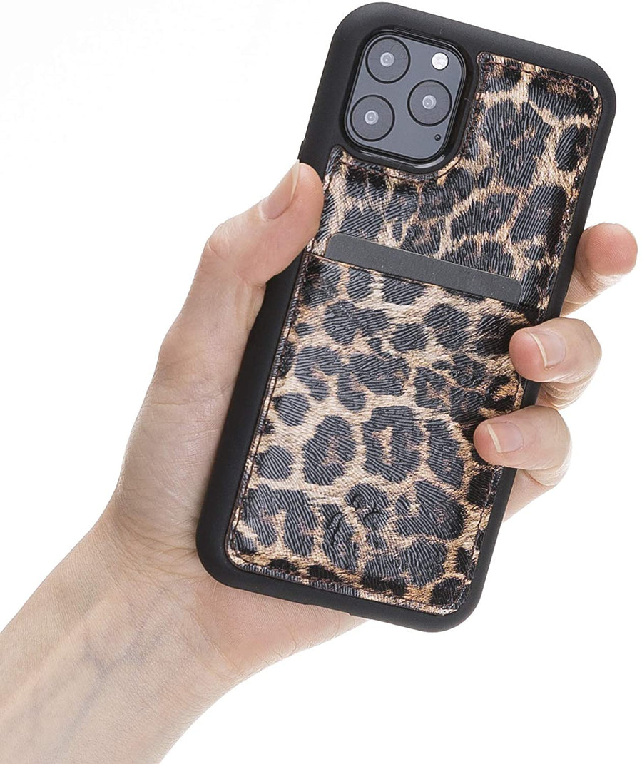 Luxury Leopard Print Leather iPhone 11 Pro Back Cover Case with Card Holder - Venito – 2