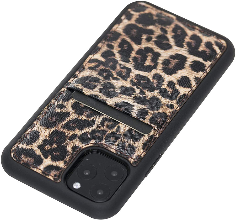 Luxury Leopard Print Leather iPhone 11 Pro Back Cover Case with Card Holder - Venito – 3