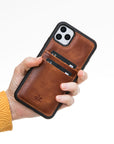 Luxury Brown Leather iPhone 11 Pro Max Back Cover Case with Card Holder - Venito – 2
