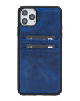 Luxury Blue Leather iPhone 11 Pro Max Back Cover Case with Card Holder - Venito – 1
