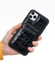 Luxury Black Crocodile Leather iPhone 11 Pro Max Back Cover Case with Card Holder - Venito – 2