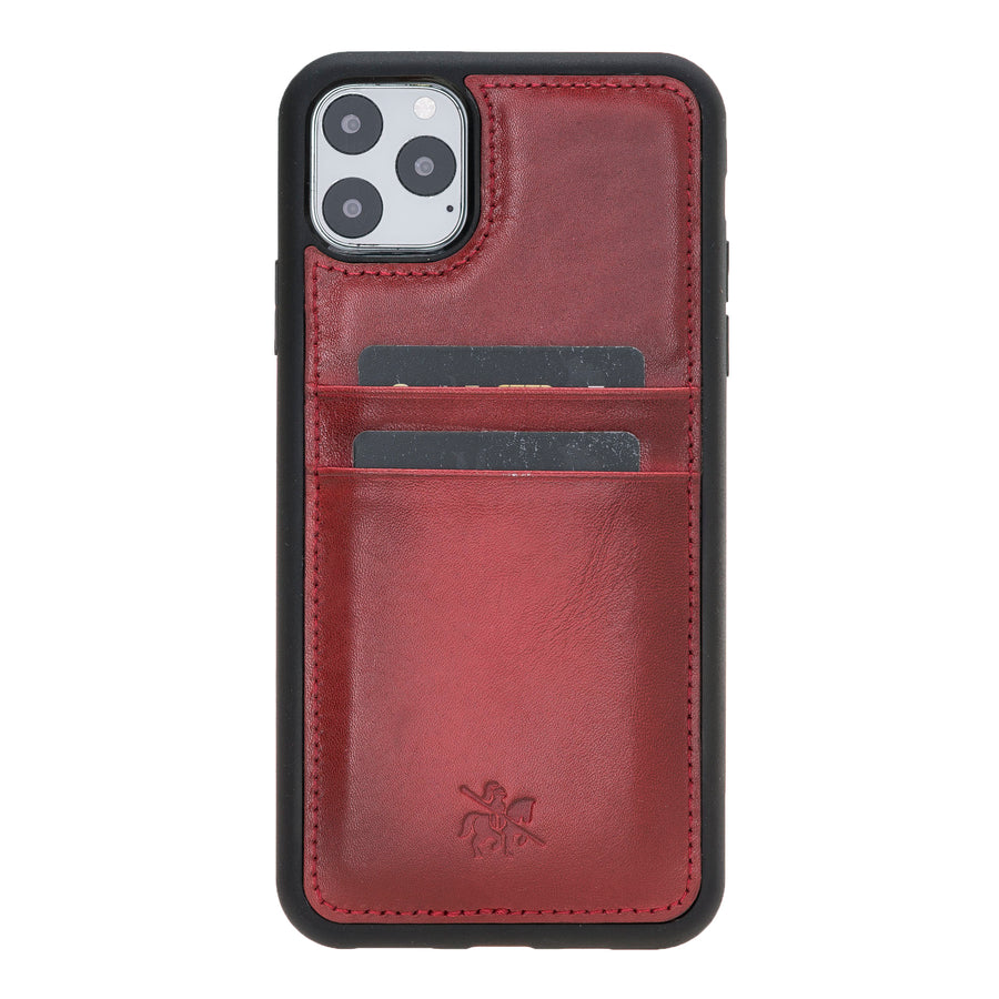 Luxury Red Leather iPhone 11 Pro Max Back Cover Case with Card Holder - Venito – 1