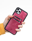 Luxury Rose Pink Leather iPhone 11 Pro Max Back Cover Case with Card Holder - Venito – 2