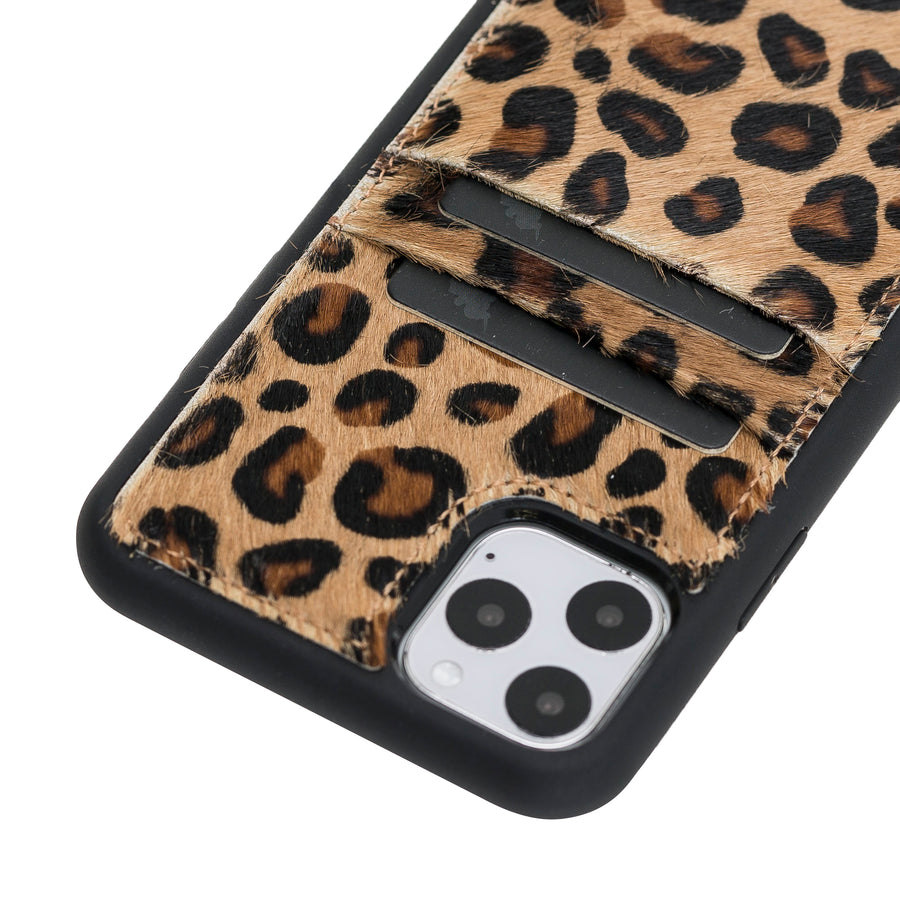 Luxury Leopard Leather iPhone 11 Pro Max Back Cover Case with Card Holder - Venito – 3