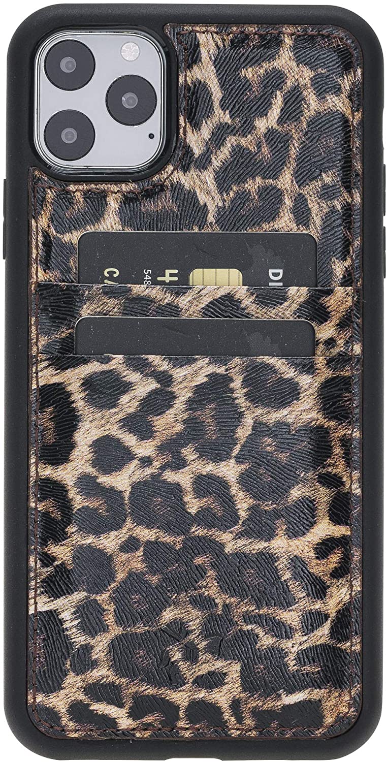 Luxury Leopard Print Leather iPhone 11 Pro Max Back Cover Case with Card Holder - Venito – 1