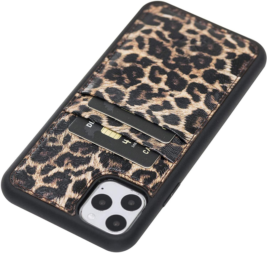 Luxury Leopard Print Leather iPhone 11 Pro Max Back Cover Case with Card Holder - Venito – 3
