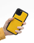 Luxury Yellow Leather iPhone 11 Pro Back Cover Case with Card Holder - Venito – 2