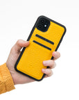 Luxury Yellow Leather iPhone 11 Back Cover Case with Card Holder - Venito – 2