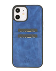 Luxury Blue Leather iPhone 12 Back Cover Case with Card Holder - Venito – 1