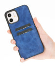 Luxury Blue Leather iPhone 12 Back Cover Case with Card Holder - Venito – 2