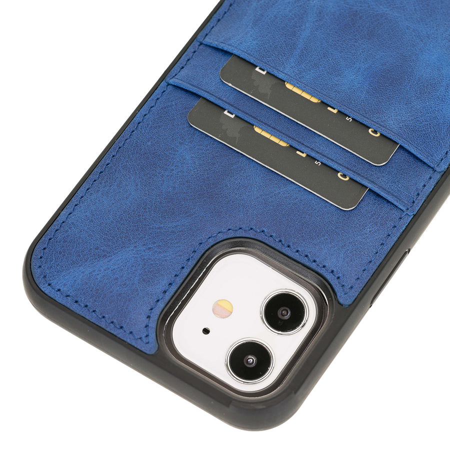 Luxury Blue Leather iPhone 12 Back Cover Case with Card Holder - Venito – 3