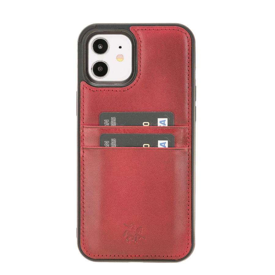 Luxury Red Leather iPhone 12 Back Cover Case with Card Holder - Venito – 1