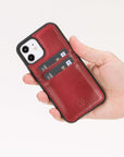 Luxury Red Leather iPhone 12 Back Cover Case with Card Holder - Venito – 2