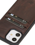 Luxury Dark Brown Leather iPhone 12 Back Cover Case with Card Holder - Venito – 3