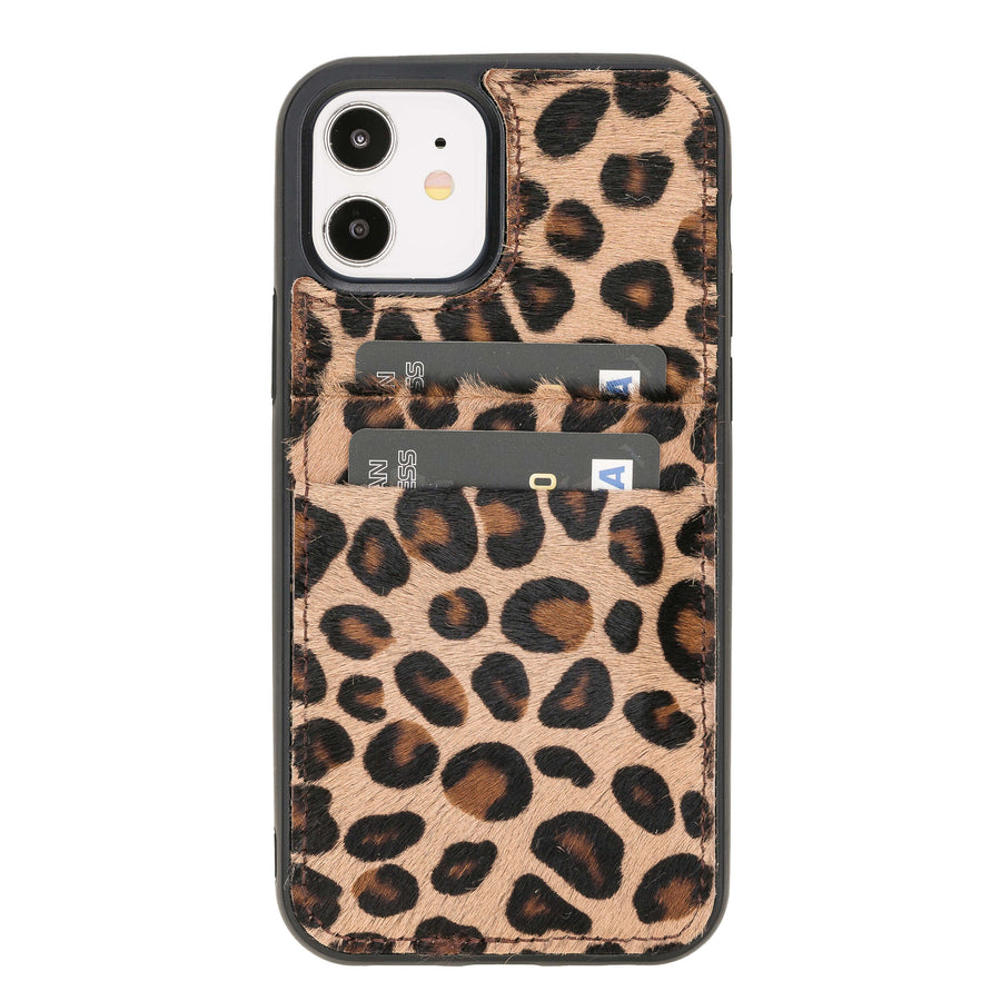 Luxury Leopard Leather iPhone 12 Back Cover Case with Card Holder - Venito – 1