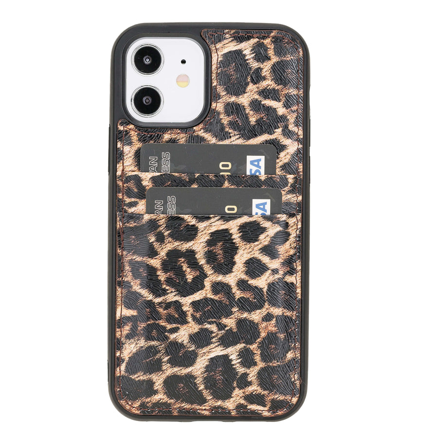 Luxury Leopard Print Leather iPhone 12 Back Cover Case with Card Holder - Venito – 1