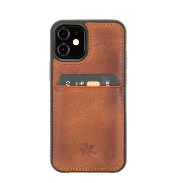 Luxury Brown Leather iPhone 12 Mini Back Cover Case with Card Holder - Venito – 1