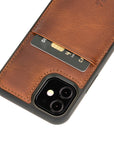 Luxury Brown Leather iPhone 12 Mini Back Cover Case with Card Holder - Venito – 3