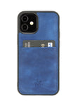 Luxury Blue Leather iPhone 12 Mini Back Cover Case with Card Holder - Venito – 1