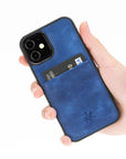 Luxury Blue Leather iPhone 12 Mini Back Cover Case with Card Holder - Venito – 2
