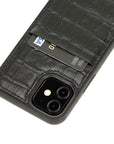 Luxury Black Crocodile Leather iPhone 12 Mini Back Cover Case with Card Holder - Venito – 3
