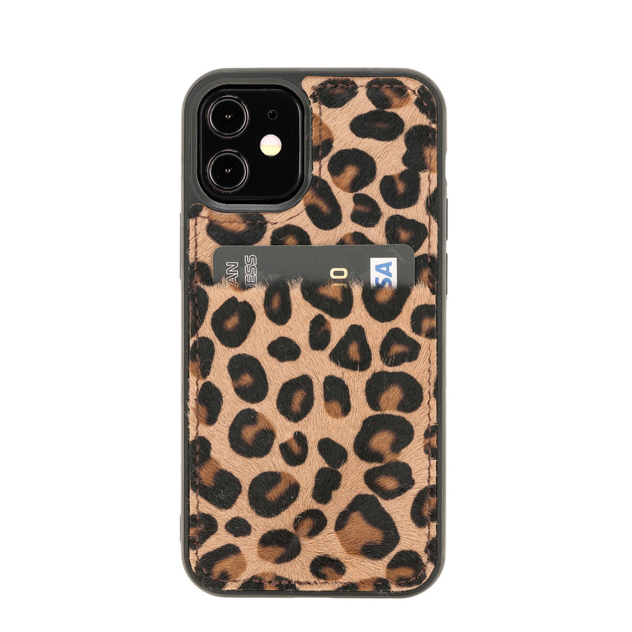 Luxury Leopard Leather iPhone 12 Mini Back Cover Case with Card Holder - Venito – 1