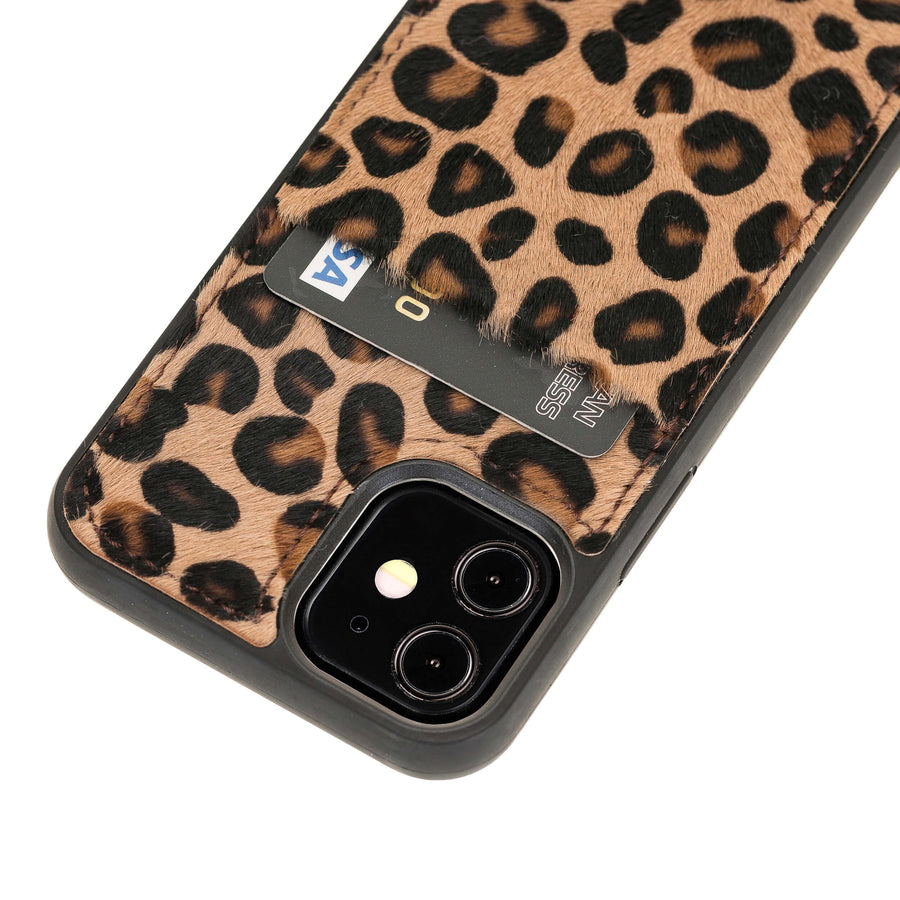Luxury Leopard Leather iPhone 12 Mini Back Cover Case with Card Holder - Venito – 3
