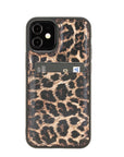 Luxury Leopard Print Leather iPhone 12 Mini Back Cover Case with Card Holder - Venito – 1