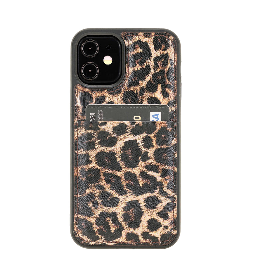 Luxury Leopard Print Leather iPhone 12 Mini Back Cover Case with Card Holder - Venito – 1