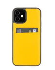 Luxury Yellow Leather iPhone 12 Mini Back Cover Case with Card Holder - Venito – 1
