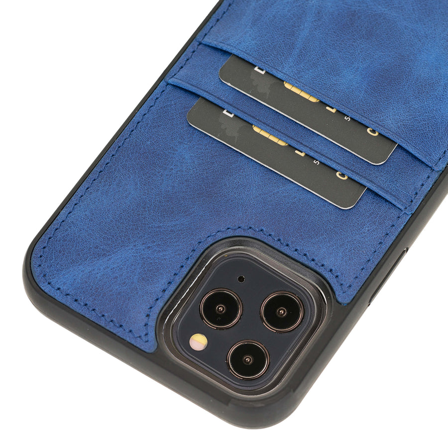 Luxury Blue Leather iPhone 12 Pro Back Cover Case with Card Holder - Venito – 3