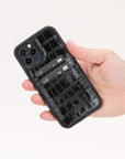 Luxury Black Crocodile Leather iPhone 12 Pro Back Cover Case with Card Holder - Venito – 2