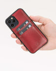 Luxury Red Leather iPhone 12 Pro Back Cover Case with Card Holder - Venito – 2