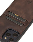 Luxury Dark Brown Leather iPhone 12 Pro Back Cover Case with Card Holder - Venito – 3