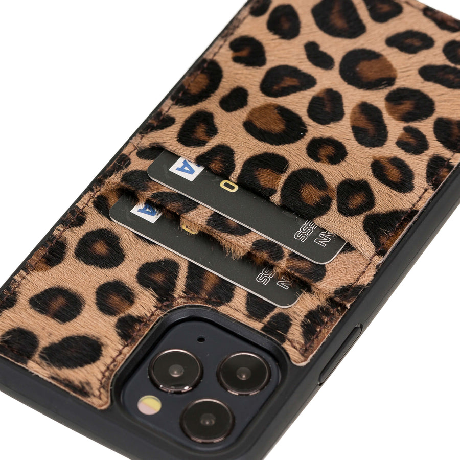 Luxury Leopard Leather iPhone 12 Pro Back Cover Case with Card Holder - Venito – 3