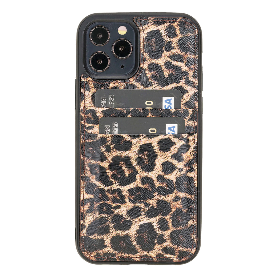 Luxury Leopard Print Leather iPhone 12 Pro Max Back Cover Case with Card Holder - Venito – 1