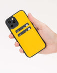 Luxury Yellow Leather iPhone 12 Pro Max Back Cover Case with Card Holder - Venito – 2