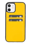Luxury Yellow Leather iPhone 12 Back Cover Case with Card Holder - Venito – 1