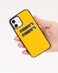 Luxury Yellow Leather iPhone 12 Back Cover Case with Card Holder - Venito – 2