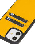 Luxury Yellow Leather iPhone 12 Back Cover Case with Card Holder - Venito – 3