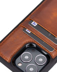 Luxury Brown Leather iPhone 13 Pro Back Cover Case with Card Holder - Venito – 6