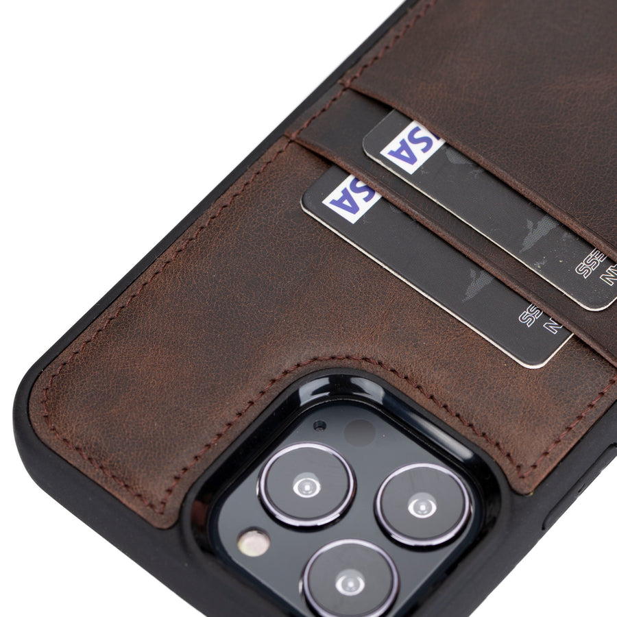 Funda tipo billetera de cuero Capri Snap On para iPhone 14 Pro Max