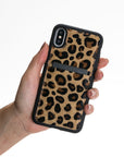 Luxury Leopard Leather iPhone X Back Cover Case with Card Holder - Venito – 2