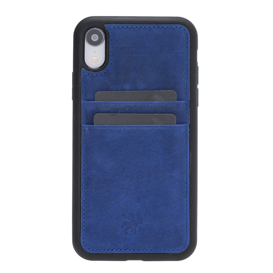 Luxury Blue Leather iPhone XR Back Cover Case with Card Holder - Venito – 1