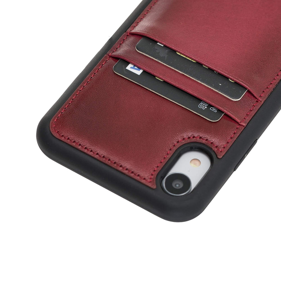 Luxury Red Leather iPhone XR Back Cover Case with Card Holder - Venito – 3