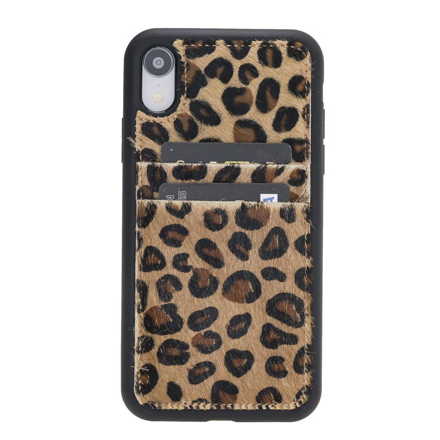Luxury Leopard Leather iPhone XR Back Cover Case with Card Holder - Venito – 1