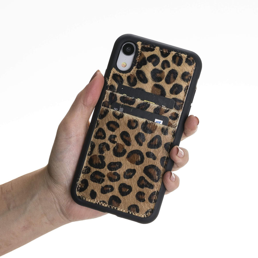 Luxury Leopard Leather iPhone XR Back Cover Case with Card Holder - Venito – 2