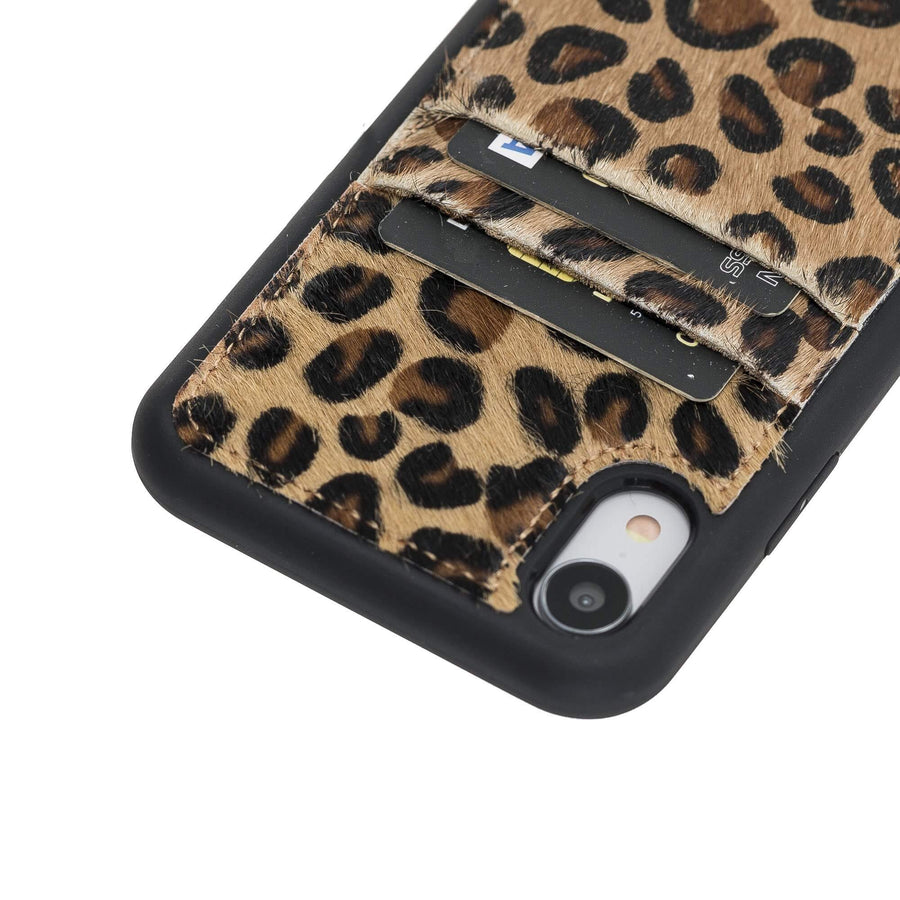 Luxury Leopard Leather iPhone XR Back Cover Case with Card Holder - Venito – 3