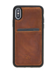 Luxury Brown Leather iPhone XS Back Cover Case with Card Holder - Venito – 1